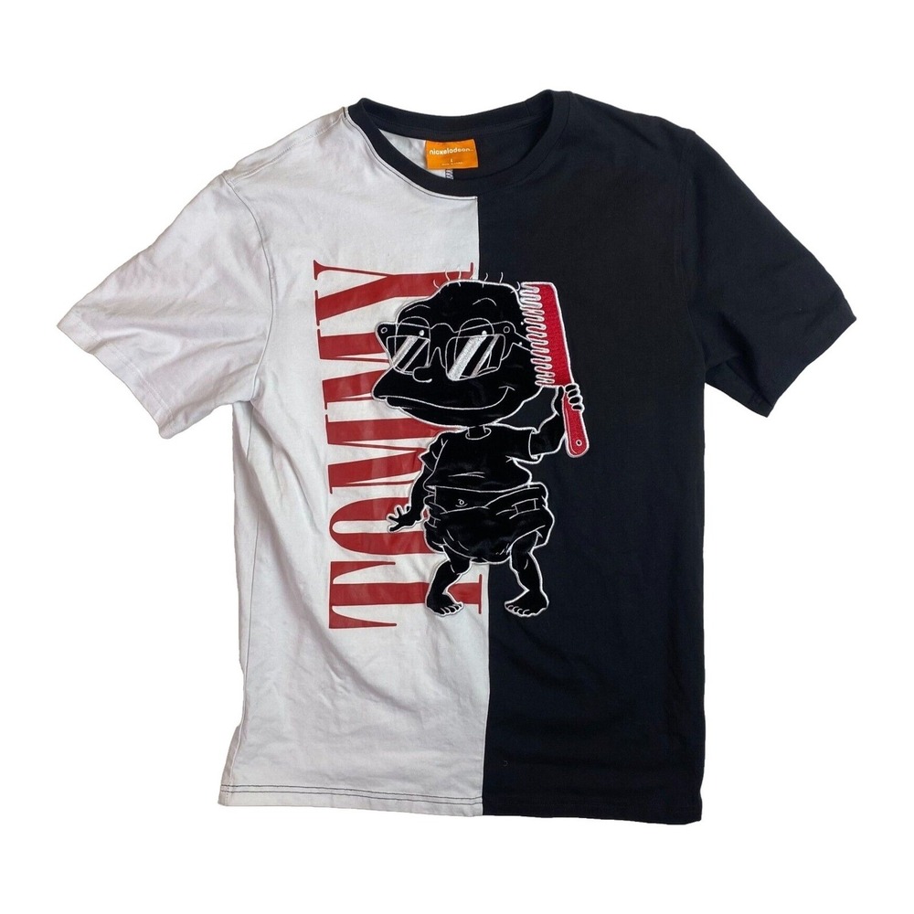 Vintage Tommy Rugrats Embroidered White Black Scarface T-Shirt Sz Large Mens